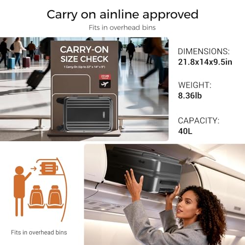 Carry On Luggage Top Opening with Cup Holder & Phone Holder, Expandable PC Hard Shell Suitcase with USB Charging Port, Side Hook, 360° Spinner Wheels, TSA Lock & YKK Zippers - color: Grey