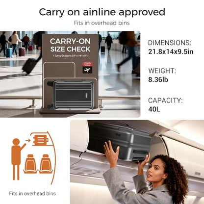Carry On Luggage Top Opening with Cup Holder & Phone Holder, Expandable PC Hard Shell Suitcase with USB Charging Port, Side Hook, 360° Spinner Wheels, TSA Lock & YKK Zippers - color: Grey