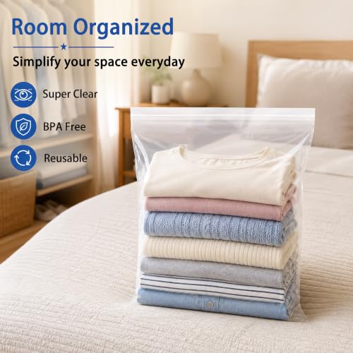 Extra Large 5 Gallon Zippered Plastic Bags for Storage- 18'' x 24'', Ideal for Clothes Clothing, Travel, Moving, 2-mil Thick Clear Plastic, 20 pack - size: 5 gal-20 pack