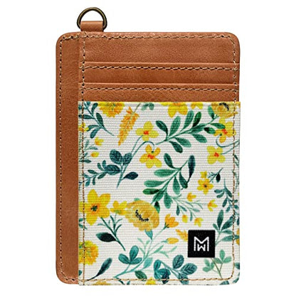 Credit Card Holder Wallet Women RFID Blocking Slim Wallet Front Pocket - color: flower