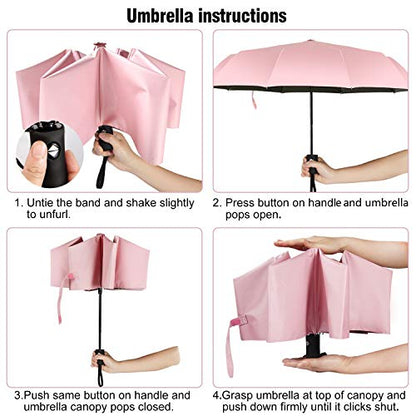 Shinok Travel Umbrella Compact Folding Sun Umbrellas Lighweight Auto Open Close for Women Parasol