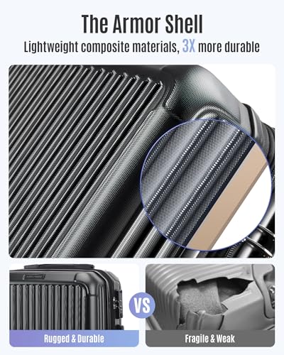LIGHT FLIGHT 20 Inch Carry On Luggage 22x14x9 Airline Approved, Black - color: Black, size: Carry-On - 20"