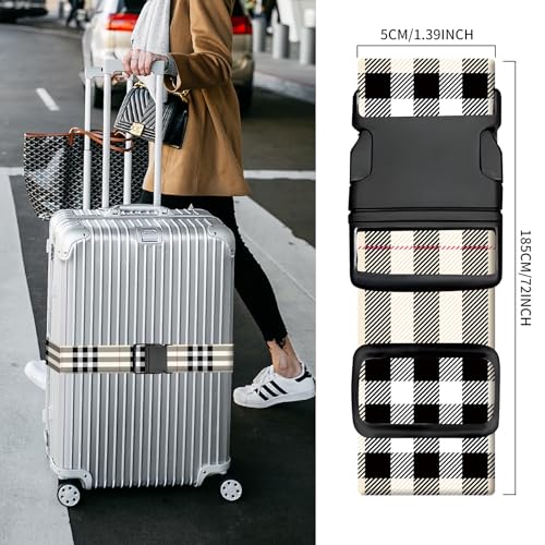 Luggage Straps for Suitcases, Heavy Duty Travel Belt with Quick-Release Buckle, Adjustable Suitcase Strap, Cute Luggage Accessories for Travel Classic Plaid - color: Classic Plaid