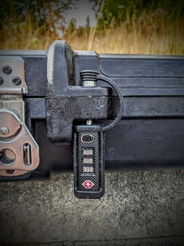 Cut-Resistant Gun Case Lock, TSA Approved Anti-Theft Single Shaft Padlock - color: Black