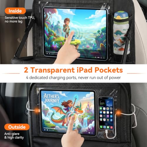 Backseat Car Organizer with Foldable Table & Touch Screen Tablet Holder - color: A-2Pack