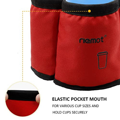 riemot Luggage Travel Cup Holder Free Hand Water Bottle Carrier Red - color: No Hook & Loop: Red