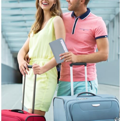 Leather Zipper Passport Wallet Holder Travel Essentials with RFID Blocking - color: Blue