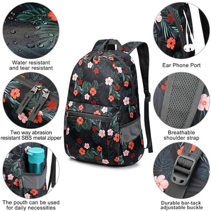 G4Free 20L Small Foldable Ultralight Waterproof Backpack for Camping Hiking Cycling Men Women - color: B-flower Black, size: 20L