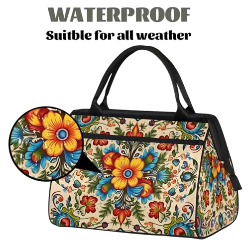 Tribal Flower Weekender Overnight Bag for Women Travel Gym Sport - color: D 008