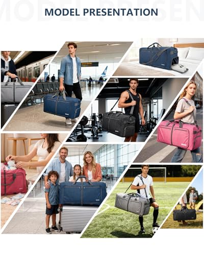 Gonex 150L Foldable Travel Duffle Bag with Shoe Compartment, Lightweight - color: Dark Blue, size: 150L