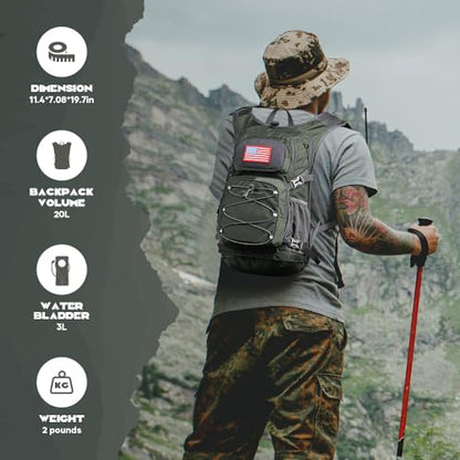 Maelstrom Lightweight Hydration Hiking Backpack with 2L/3L Water Bladder - color: 3.Olive Green, size: 3L Bladder