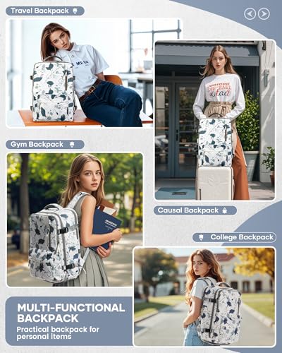 Vacuum Seal Carry on Backpack for Women Travel with Air Pump TSA Approved - color: A21-leafwhite, size: Small