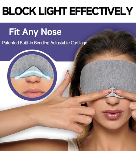 Mavogel Cotton Sleep Eye Mask, Light Blocking with Adjustable Nose Bridge - color: Grey
