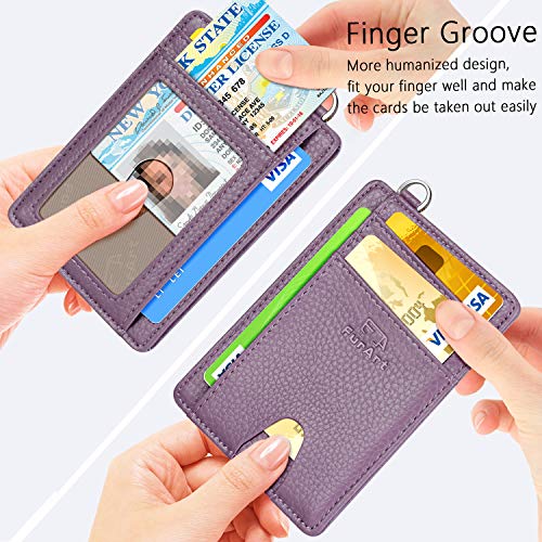 FurArt Slim Minimalist Wallet RFID Credit Card Holder for Men - color: Litchi Lavender