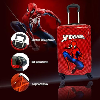 Fast Forward 20 Inches Spiderman Suitcase For Kids - Hard Sided Tween Spinner Travel Trolley Kids Suitcase For Boys With Wheels - style: Spiderman 2