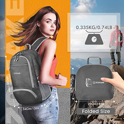ZOMAKE Lightweight Packable Backpack 30L, Foldable Travel Hiking Daypack - color: Dimgray, size: 30L