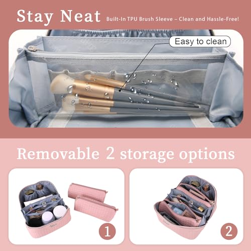 BOYATU Travel Makeup Bag Cosmetic Bags for Women: 3 Pcs Set Make up Bag - color: L39 Pink