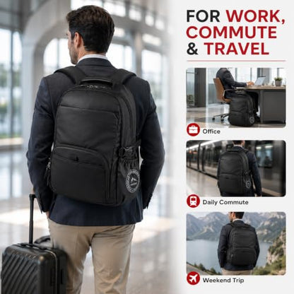 star cloud Laptop Backpack for Men, Business Travel Backpack with Organized Front Pocket, Roomy Main Compartment, Elastic Bottle Pocket, Work Commute Backpack for Office, Travel and Daily Use