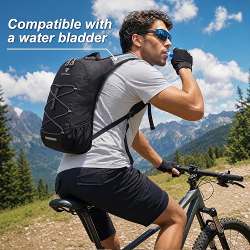 TILYMOL 15L Small Hiking Backpack for Men Women – Foldable Packable Daypack with Hydration System Compatible & Shoulder Strap Phone Pocket, Lightweight for Travel Camping Outdoor (Black) - color: Black
