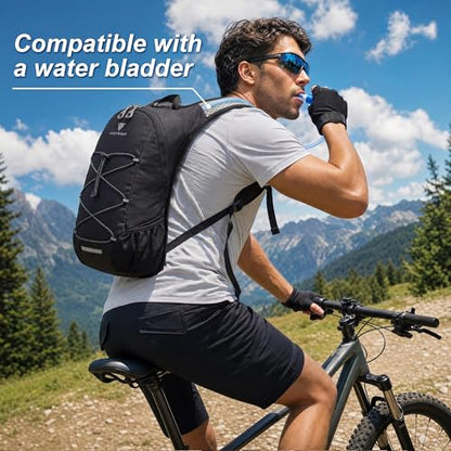 TILYMOL 15L Small Hiking Backpack for Men Women – Foldable Packable Daypack with Hydration System Compatible & Shoulder Strap Phone Pocket, Lightweight for Travel Camping Outdoor (Black) - color: Black