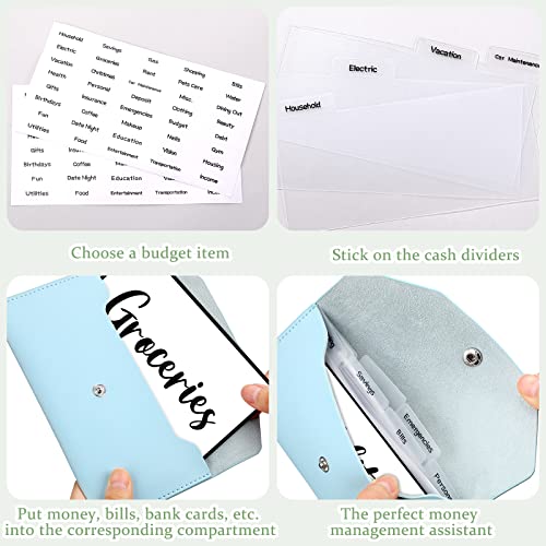 Frienda Cash Envelope Wallet Budget 8 Dividers, Blue, Classic - color: Blue, style: Classic