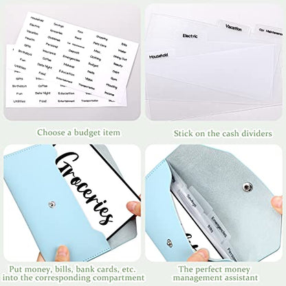Frienda Cash Envelope Wallet Budget 8 Dividers, Blue, Classic - color: Blue, style: Classic
