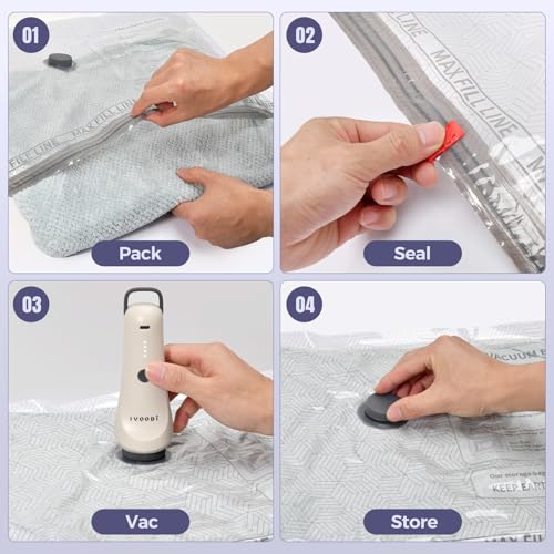 Travel Vacuum Bags with Electric Pump, 80% Space Saver, 9-Piece - style: 9 Combo Travel Size