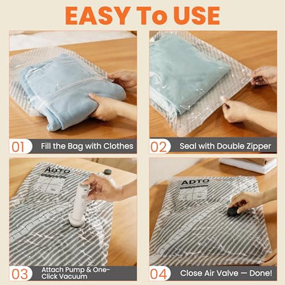 15 Pack Travel Vacuum Storage Bags for Clothing with Rechargeable Pump, Compression Packing Bags for Luggage and Suitcase, Space Saver Seal Bags for Clothes Travel Essentials - size: 15 Combo Travel Size