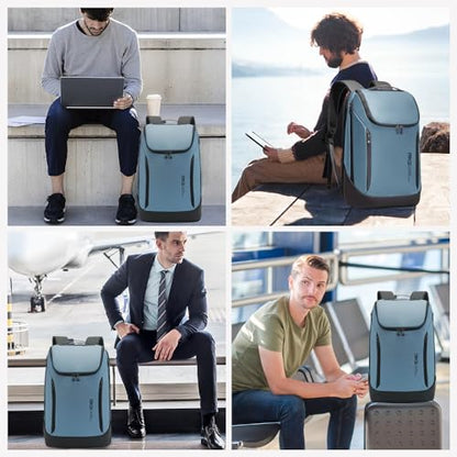 BANGE Business Smart Backpack Waterproof fit 15.6 Inch Laptop Backpack with USB Charging Port,Travel Durable Backpack - color: Light Blue, size: Medium