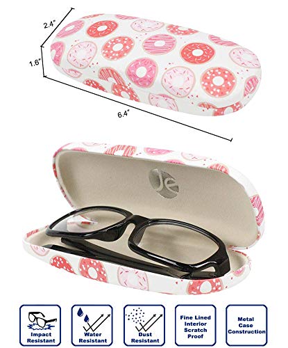 JAVOedge [4 PACK / 3 PACK], Printed Pattern Durable Hard Clamshell Eyeglass Case with Bonus Microfiber Cloth - color: Donuts Pattern, size: 3 PACK