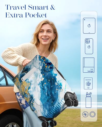 Slohif Luggage Cover for Suitcase Tsa Approved Protector - Marble Luggage Sleeve Large Suit Case Cover Travel Stretch Baggage Case Protective Washable Fit 21-23 Inch Marble - size: S-(21-23) Inch, style: Marble Blue
