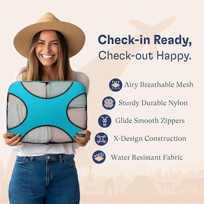 Shacke 8 Set Packing Cubes for Travel, Shoe & Toiletry Bags (Aqua Teal) - color: 8 Set - Aqua Teal, size: Set of 8