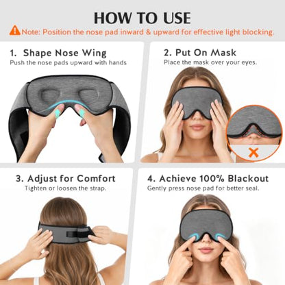 YFONG Sleep Mask for Side Sleeper Women Men, Soft Breathable Bamboo Viscose - color: Dark Gray