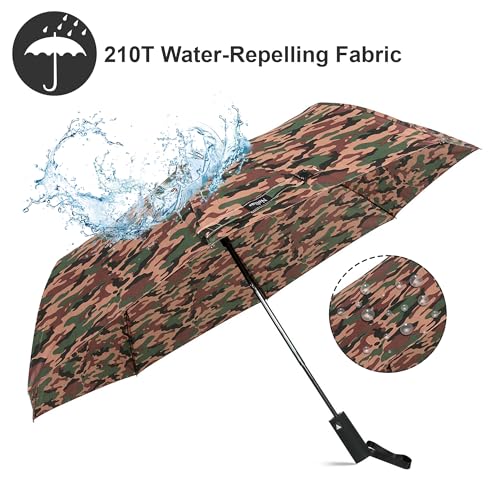 Nollia Compact Travel Umbrella with Auto Open – Windproof Folding Umbrella, Lightweight & Portable for Rain - color: Camo