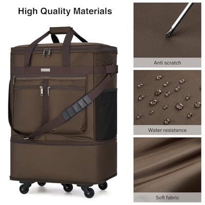 MILADA Expandable Checked Luggage Collapsible Duffle Bag 68L-98L, Coffee - color: Coffee