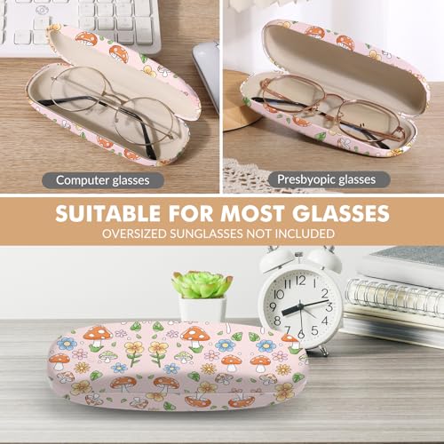 Glasses Case Hard Shell,Portable Protective Eyeglasses Case, Eyeglass Holder Box with Cleaning Cloth, for men women - color: Mushroom 2