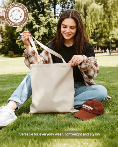 Canvas Tote Bag with Zipper for Women, Halloween Trick or Treat Bags Bulk - color: [A2] Beige