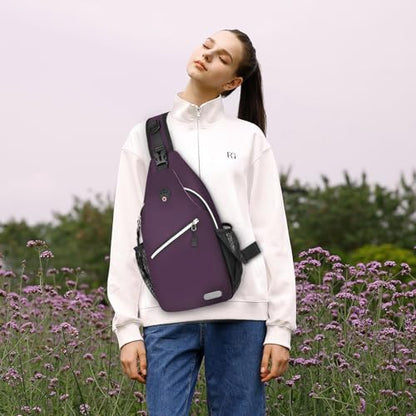 MOSISO Small Sling Bag for Men, Crossbody Shoulder Chest Daypack Bag - color: Purple