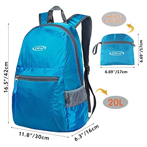 G4Free 20L Small Packable Travel Hiking Backpack for Men Women - color: Sky Blue, size: 20L