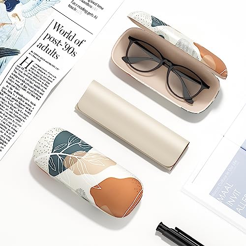 Eyeglasses Case, Hard Shell Protective Case for Glasses, Unisex for Women Men - color: Boho Leaf