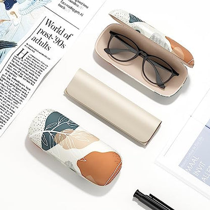 Eyeglasses Case, Hard Shell Protective Case for Glasses, Unisex for Women Men - color: Boho Leaf