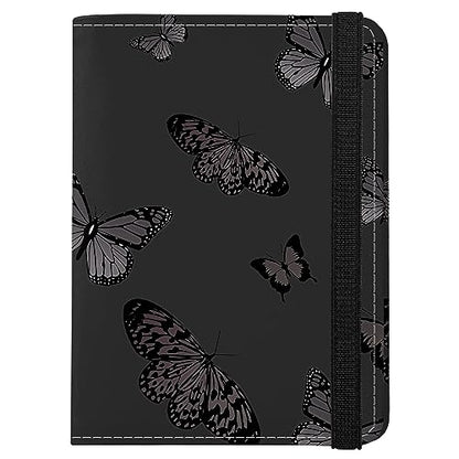 Cute Passport Holder and Holder Combo Passport Cover with RFID Blocking Women Men Compatible Wallet Credit Card Protector(Black Butterfly) - color: Black-D19