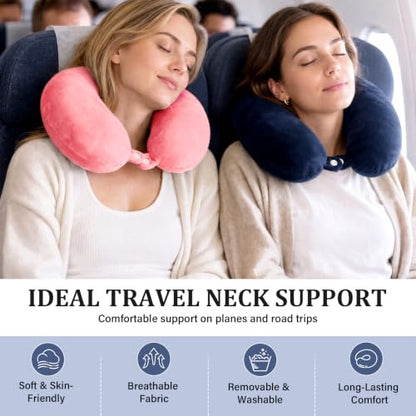 Philbinden 2 Packs Travel Neck Pillow Cover, Reusable U Shaped Washable Cover (Dark Blue Pink) - color: Dark Blue Pink