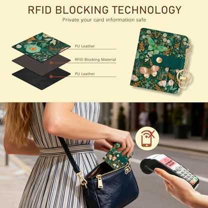 Jogjam Butterfly Green Rfid Women Wallet, Small Slim Credit Card Holder - color: Butterfly Green