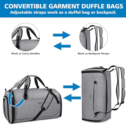 Convertible Garment Bag for Travel, 4-in-1 Backpack for Women Men, 3pcs 50L - color: C-Grey