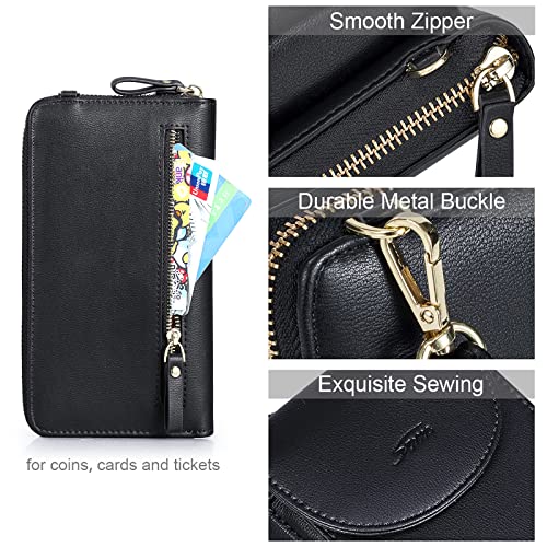 S-ZONE Small Crossbody Bags for Women Phone Purse RFID Blocking Wallet - color: A-black