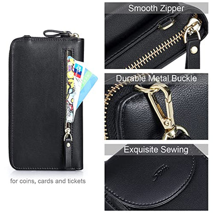 S-ZONE Small Crossbody Bags for Women Phone Purse RFID Blocking Wallet - color: A-black