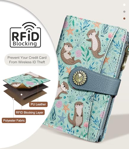 Otter Wallet Women RFID, Cute Passport Holder, Credit Card Holder - color: Otter