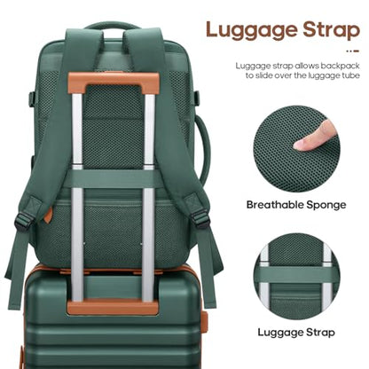 UKEIN Luggage Sets 3 Piece, 28in Checked Luggage With Travel Backpack - color: Green, size: 3 piece set (28inch)