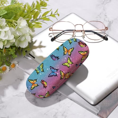 Glasses Case Hard Shell,Portable Protective Eyeglasses Case, Eyeglass Holder Box with Cleaning Cloth,for Women Men - color: Butterfly 1